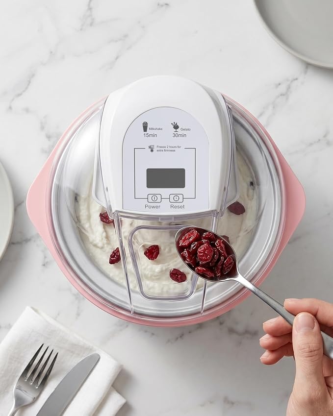 Ice Cream Maker, 1.6 Quarts Ice Cream, Gelato, Sorbet, Milkshakes, Frozen Yogurt Machine for Home, Ice Cream Double Insulated Machine with LCD Screen and Timer, Easy to Clean and Quick