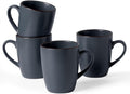 famiware Venus Coffee Mugs for 4, 13 oz Mug Set, Dringking Cup with Handle for Coffee, Tea, Cocoa, Milk, Charcoal