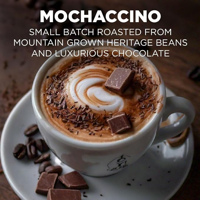 Maud's Chocolate Mocha Cappuccino Coffee Pods, 50ct - Mochaccino Mocha Flavor - Made with Gourmet Arabica Coffee, Pods Compatible with Keurig K Cups Maker