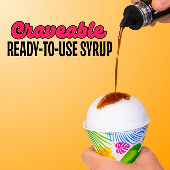 Hawaiian Shaved Ice Root Beer Syrup - Nut Soy Dairy Free - Flavor Fluffy & Crunchy Snow Cones - Shelf Stable - Makes 8 Servings - 16 ounces