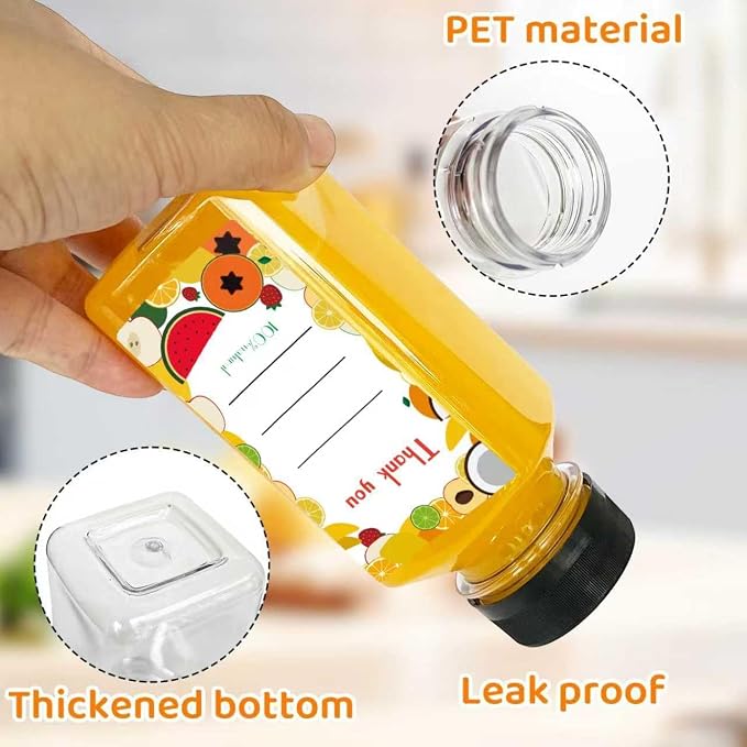 48pcs 8oz Juice bottle with caps,Plastic bottles with caps, Reusable Clear Bulk Beverage Containers for Juice, Milk and Other Beverages