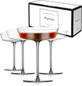Figueroa Wide Coupe Glasses, 5.2 oz Vintage Coupe Cocktail Glasses, Stemmed Champagne Coupe Glass Cups for Martini Margarita French 75 Sparkling Wine, Elegant Bar Drinkware for Home Bar - Set of 4
