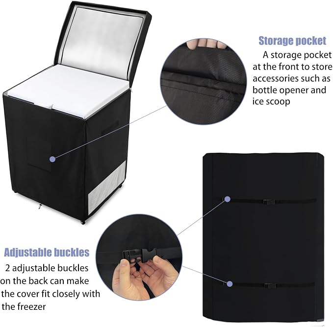 Deep Freezer Covers for Outside,Heavy Duty 600D Durable Chest Freezer Cover Waterproof,Outdoor Freezer Covers for Outside 9.0 Cubic Feet Chest Freezer,Top with Zipper to Open(40"W x 25"D x 33"H,Black)