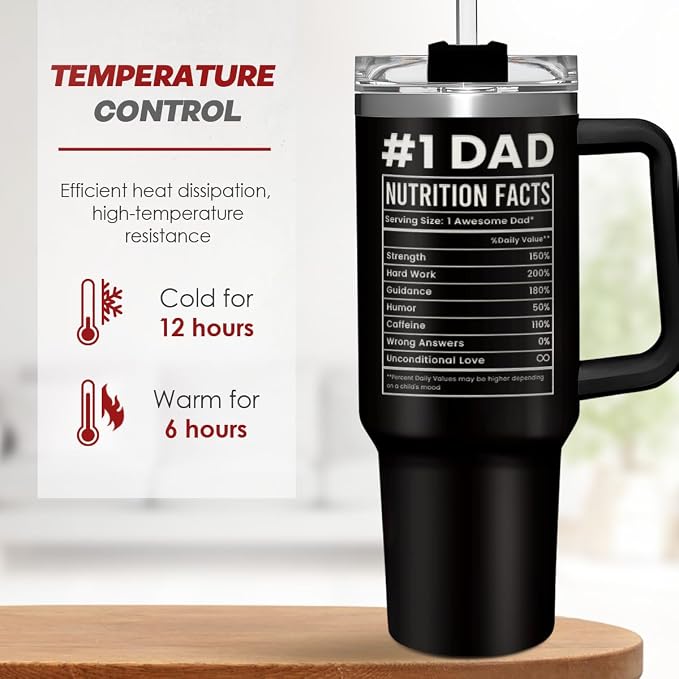 SANDJEST Dad Gift from Daughter, Awesome Like My Daughter 40oz Stainless Steel Insulated Coffee Tumbler With Lid & Straw, Travel Mug Cup Gift for Dad, Christmas Birthday Father's Day