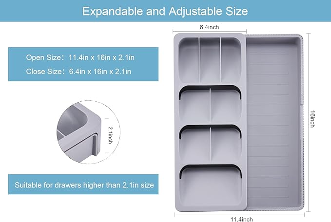 Expandable Cutlery Tray Kitchen Drawer Organizer and In-Drawer Knife Holder