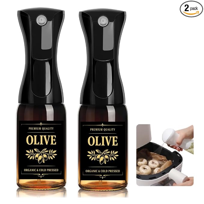 Mistifi oil spray Premium 150ml Glass.Dark Black Fine Mist Spray Bottle for Air Fryer, Olive Oil, Healthy Nonstick Frying, Commercial & Home Kitchen Use (150ml Glass bottle 2PS64102)