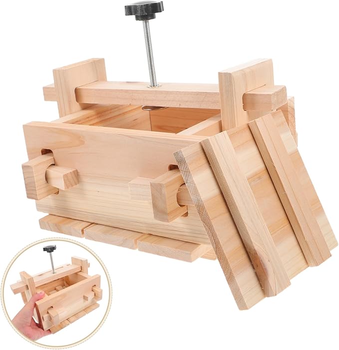DIY Tofu Press Mold for Homemade Tofu Wooden Making Tool with Cheesecloth for Easy Soybean Curd Creation for Home Kitchen Lovers