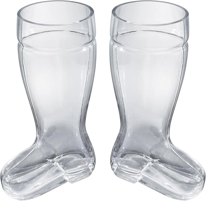 MyGift Das Boot Glasses Set of 2, Beer Glasses Giant 2 Liter, Oversized German Style Stein for Oktoberfest, Themed Parties, & Holiday Décor