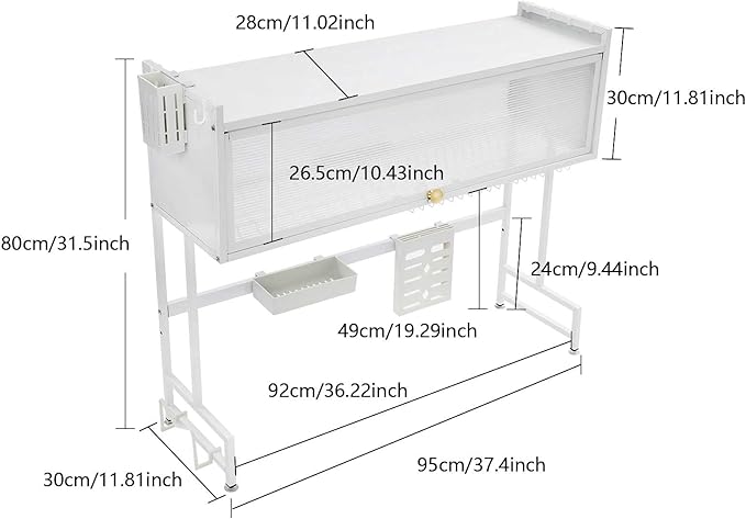 Over The Sink Dish Drying Rack 2 Tier Large Dish Drainer Drying Rack 37.4" W Multifunctional Kitchen Organizers and Storage for Dishes, Glasses, Bowls, and Cutlery (White)