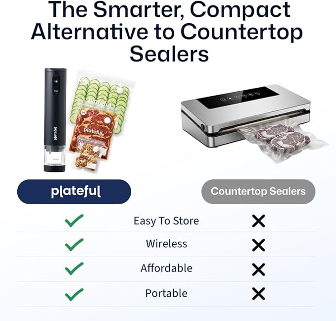 Handheld Vacuum Sealer for Food - Portable Cordless Food Vacuum Sealer Machine, Compact Mini Seal for Storage, Sous Vide & Freezer Preservation (30 Bags)
