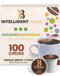 Intelligent Blends Caramel Macchiato Flavored Coffee Pods, 100 ct, Medium Roast Single Serve Pods – 100% Arabica Coffee, Compatible with Keurig K Cups Maker