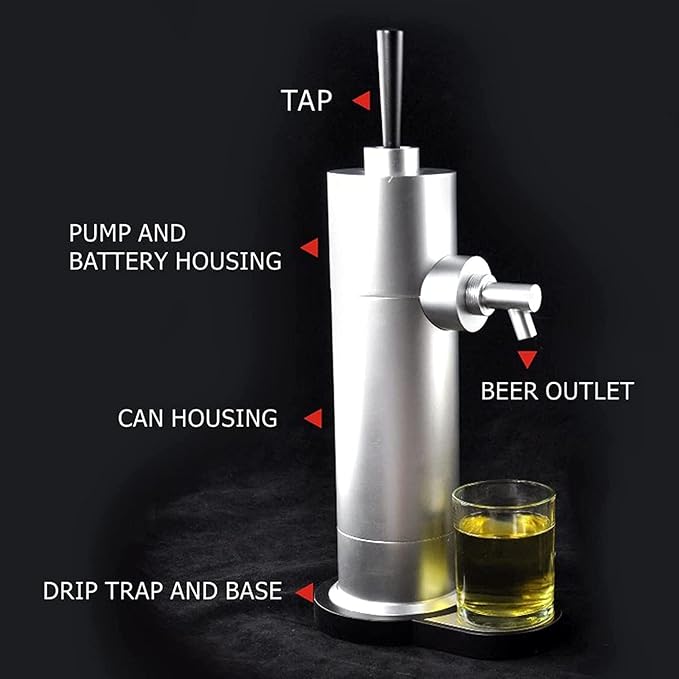 Beer Draft Dispenser,Beer Foam Machine,Canned Beer Draft System,Beer Foam Maker,Beer Tap,Mini Kegerator,Converts Any Can Into Draft for Beer Bars,A Great Gift for Beer Lovers,Silver