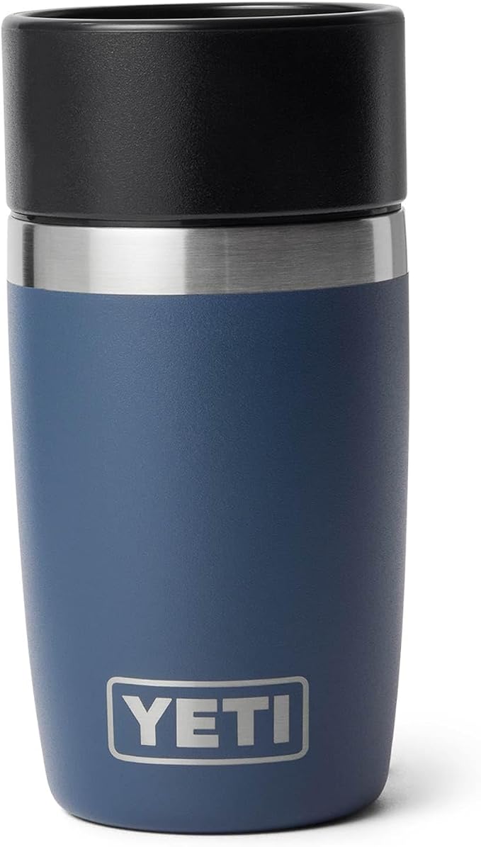 YETI Rambler 8 oz Travel Bottle, Stainless Steel, Vacuum Insulated with Leakproof Commuter Cap, Navy