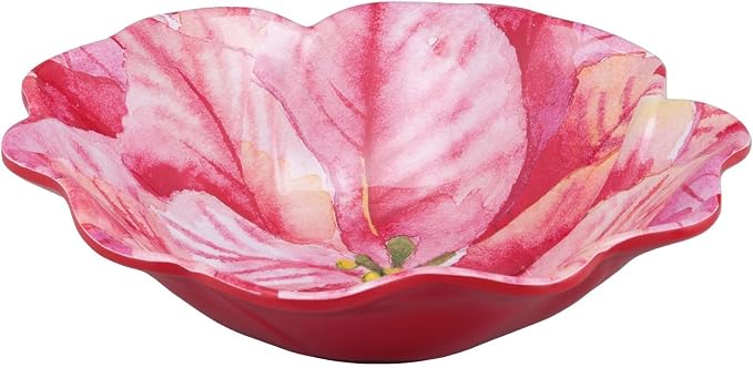 UPware 12 Piece Joyful Holiday Melamine Dinnerware Sets, Outdoor Dishes Set, Plates and Bowls Sets, Christmas Decorations, Service for 4, Red
