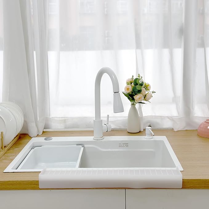 Silicone Sink Edge Protectors For Kitchen Sink Splash Guard, Kitchen Sink Splash Guard, Silicon Sink Protector For Granite,Quartz - White