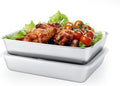 2 PCS Stainless Steel Food Storage Containers with Clear lids,2.16 Inch Deep, 8x10 Inch Stainless Steel Oven plate, Metal Roasting Pan, Freezer & Dishwasher Safe,For Meal Prep、Meat、Fruit