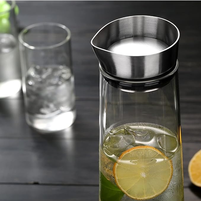 Water Pitcher Creative Water Jug with Lid High Borosilicate Glass Pitcher Thickened Heat-Resistant Teapot for Juice, Milk, Hot and Cold Beverages Iced Tea Pitcher (Size : CH)