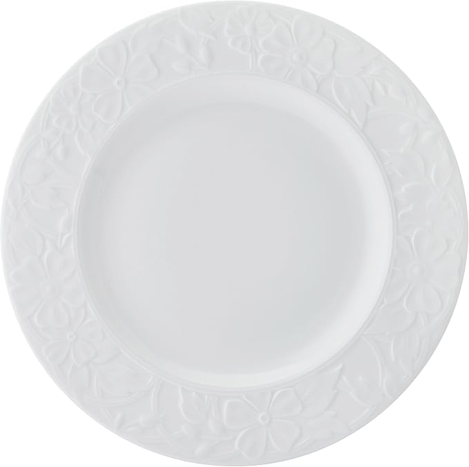 Mikasa Claire Floral Bone China Lightweight Chip Resistant 12 Piece Dinnerware Set, Service for 4, White