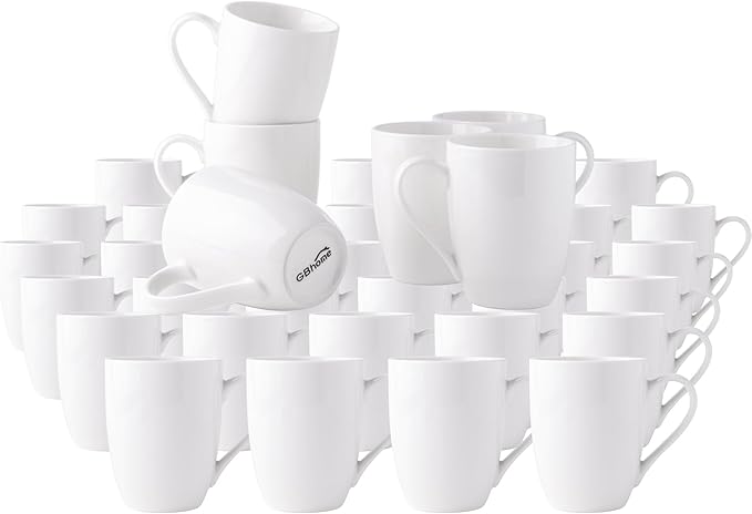 GBhome 12 OZ Off White Coffee Mugs, Ceramic Coffee Cups Set with Large Handle for Man, Woman, Light Weight Coffee Mugs for Latte/Cappuccino/Cocoa/Milk, Dishwasher & Microwave Safe, 36 pcs