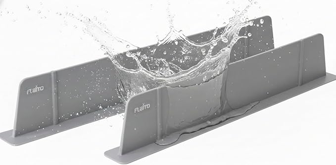 carrotez 2 Pack Silicone Kitchen Sink Splash Guard for Faucet — Silicone Water Splash Guard Mat, Quick Suction Setup, Gray(20.5 x 1.8 x 2.75")