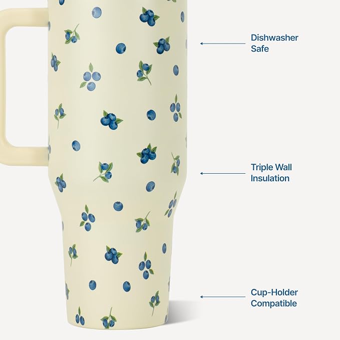 HydroJug Traveler 40oz, Insulated Tumbler with Handle & Straw, Freshly Pick'd