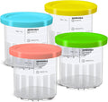 4 Pack Creami Deluxe Pints with Lids, 24 Oz Creami Pints Compatible with NC500 NC501 Series Ice Cream Makers Machine Accessories, BPA-Free & Dishwasher Safe(pink/blue/green/yellow)