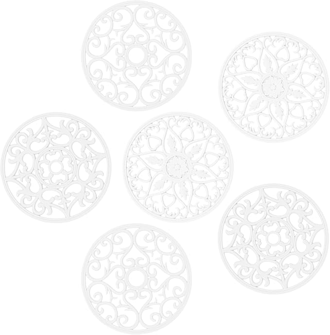 Smithcraft White Silicone Trivets Hot Dishes, Pots & Pans, Hot Pads Kitchen Quartz Countertops, Pot Holders Trivet Mat, Non-Stick Heat Resistant Mats Counter & Table Kitchen Decor Accessories Set 6