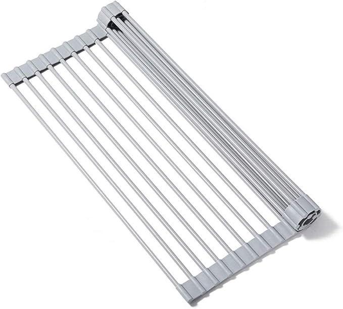 Stainless Steel Roll Up Dish Drying Rack Drying Dish Rack Dish DrainerFree Over The Sink Dish Drying Rack Foldable 3pcs(23 * 33cm)