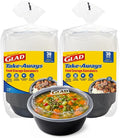 Glad Take-Aways 60-Pack Snap-Seal Round Food Storage Containers, 32 oz, Leak-Resistant Lids, Dishwasher & Freezer Safe, Reusable Meal Prep Bowls, BPA Free, Bulk Value, Made in North America