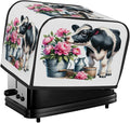 Animal Cow Pink Flower Toaster Cover 2 Slice Dust and Fingerprint Protection Toaster Bread Maker Covers Washable Kitchen Small Appliance Covers for Kitchen Accessories Decor Bakeware Women Gift
