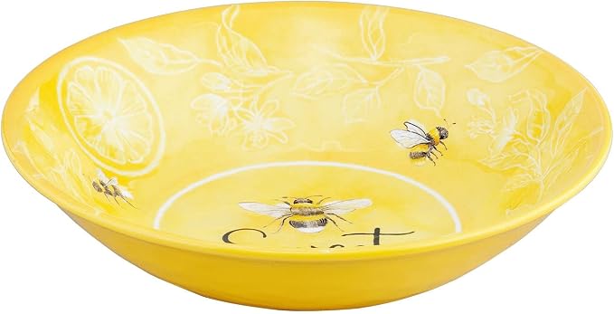 UPware 12 Piece Sweet Bees Melamine Dinnerware Sets, Outdoor Dishes Set, Plates and Bowls Sets, Service for 4, Yellow