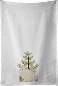 Caroline's Treasures BB9331WTKT Hermelin Rabbit Christmas White Kitchen Towel Set of 2 Dish Towels, Teal Decorative Bathroom Hand Towel for Hand, Face, Hair, Yoga, Tea, Dishcloth, 19 X 25, White