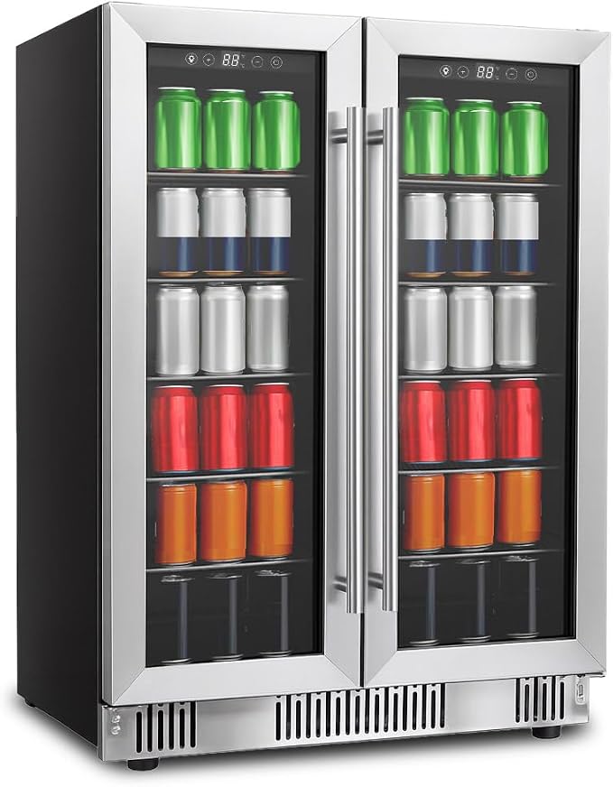 Compact 176 Can/5.4Cu.Ft Mini Fridge For Soda, Beer Or Wine, Portable Small Beverage Refrigerator With Digital Display&Removable Shelves &Reversible Glass Front Door For Office, Dorm, Bar