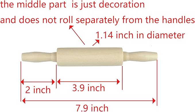 24 Pack Wood Small Rolling Pin for Kids, 7.9 Inch Kids Rolling Pin for Home Kitchen