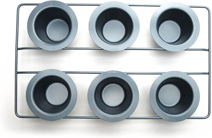 Fox Run Non-Stick Popover Pan, 6 Cup Yorkshire Pudding Pan, Grey | Bake Popovers & Yorkshire Pudding | Easy Release Nonstick | Consistent Results | 6 Cup Pop Over Baking Pan | Baking Gadget