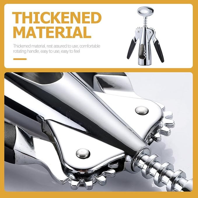 Heavy Duty Zinc Alloy Wine Corkscrew Bottle Opener Multifunctional Manual Can Opener for Kitchen Bar and Home Use