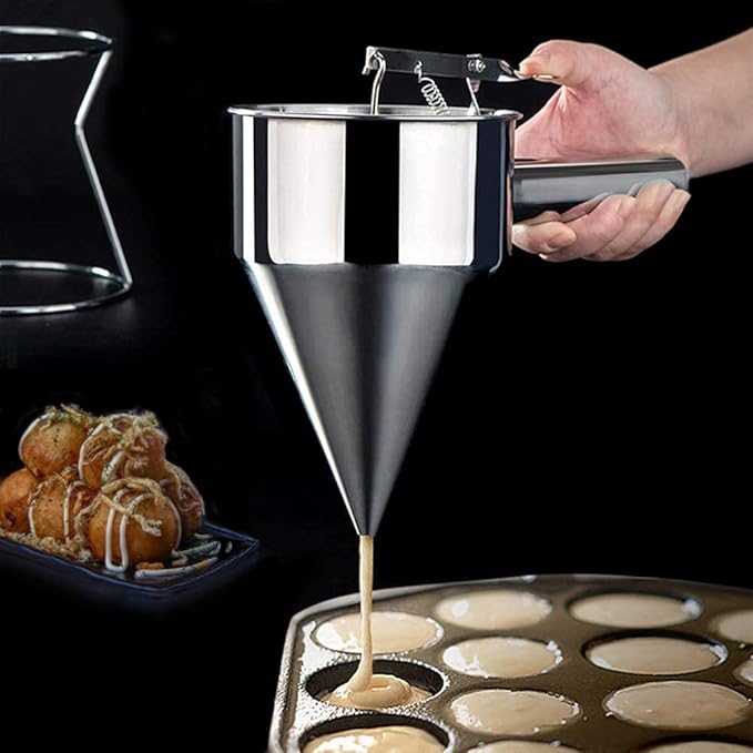 MyLifeUNIT Egg Pan, 4 Cup Egg Frying Pan and 40oz Pancake Batter Dispenser Bundle