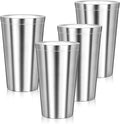 Stainless Steel Cups, 16 oz Insulated Tumbler, 4 Pack Double Wall Unbreakable Stackable Water Tumblers Insulated Metal Cup Premium Drinking Glasses for Travel Camping Home Outdoor