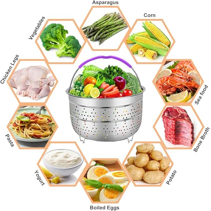 Accessories for Instant Pot, Sugaroom 100 PCS Pressure Cooker Accessories Set Compatible with Instant Pot Accessories 6 qt 8 quart-2 Steamer Baskets, Springform Pan, Egg Rack, Egg Bites Mold and More