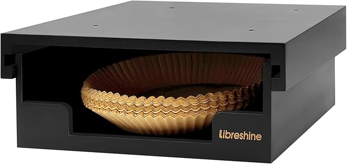 Libreshine 6/8/9 Inch Air Fryer Liner Dispenser, 8/9/10 Inch Paper Plate Holder Under Cabinet, Bamboo Kitchen Storage Organizer for Shelf and Countertop Black