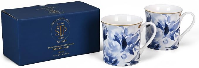 STP GOODS Porcelain Mug 13.5 fl. oz. - Set of 2 in Gift Box Coffee Cup, Gift for Women and Men (Mizuki)