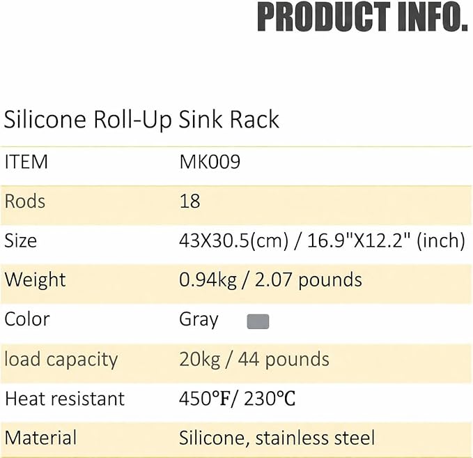 Mistifi Silicone-Coated Stainless Steel Over The Sink Multipurpose Roll-Up Dish Drying Rack, 16.9"X12.2", Heat Resistant Non Slip Dish Draining Rack BPA Free Dishwasher Safe (S, Gray)