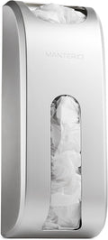 Manterio Plastic Bag Holder | UPGRADED Wall-Mount Grocery Bag Dispenser | Space-Saving Design | Easy Install | Smudge-Proof, Fingerprint-Resistant | Silver | Holds the Most Bags for Maximum Storage