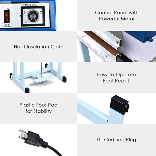 Goplus 110V 12" Foot Pedal Impulse Sealer Heat Seal Closer Plastic Bag Sealing Machine for Industrial and Commercial