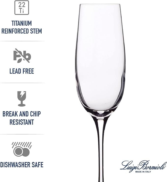 Luigi Bormioli Crescendo Champagne Flutes - Clear, 8.25 Oz, Set of 4