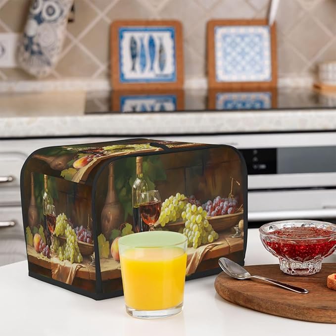 Red Wine Grapes Modern Toaster Cover 2 Slice Dust and Fingerprint Protection Toaster Bread Maker Covers Washable Kitchen Small Appliance Covers for Kitchen Accessories Decor Bakeware Women Gift