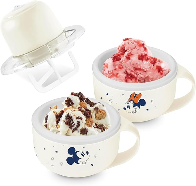Disney | Dash Mickey Mouse & Minnie Mouse My Mug Ice Cream Maker 2-Pack Bundle — Electric Countertop Soft Serve Ice Cream Machine, 2 Half-Pint Mugs with Ingredient Chute & Recipe Guide