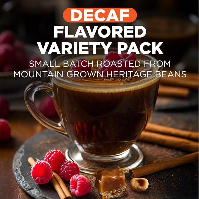 Maud's Flavored Decaf Coffee Pods Variety Pack, 24 ct, 6 Assorted Roasts & Flavors, Decaf Medium Roast Coffee in Single Serve Pods - 100% Arabica Coffee, Compatible with Keurig K Cups Maker