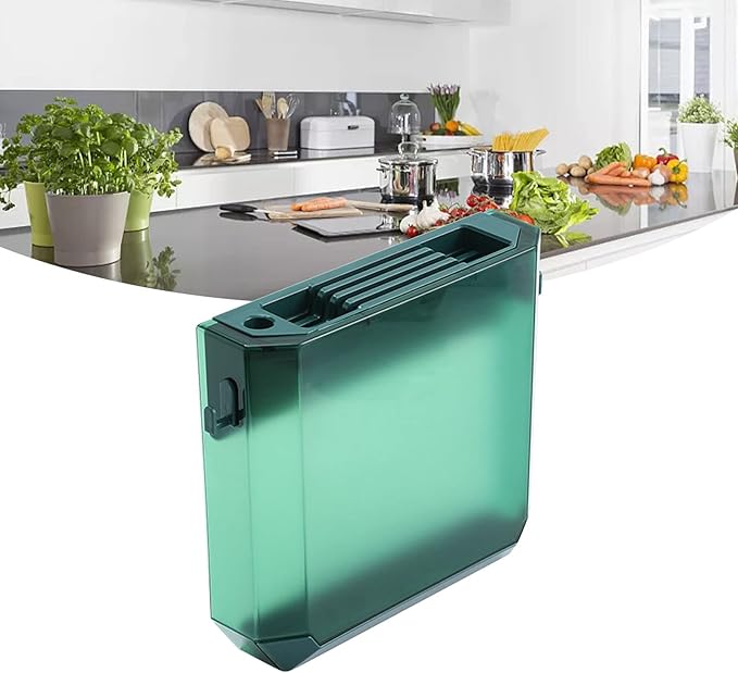 Zerodis Kitchen Knife Holder, Multi Slot Knife Organizer, Plastic Wall Mount, Knife Storage, Easy to Use, Green