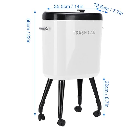 Tall Trash Can with Wheels, 15L Large Capacity Narrow Garbage Can with Elevated Legs, Trash Bin for Kitchen Bathroom Living Room Office (Cream White)